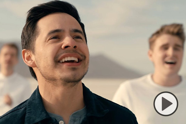 David Archuleta smiles and sings with BYU Vocal Point on the salt flats in this music video collab.