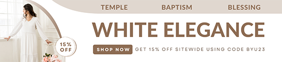 White Elegance | Temple, Baptism, Blessing | Shop now and get 15 percent off sitewide using code BYU23.