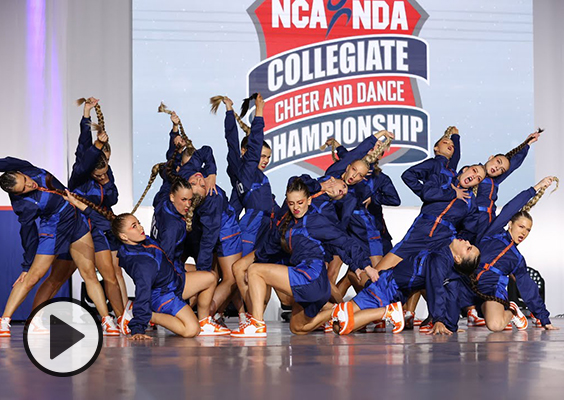 National champion BYU Cougarettes perform their winning hip-hop routine.