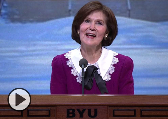 In 2002 as part of a BYU devotional, Patricia Holland spoke from the podium of BYU's Marriott Center.