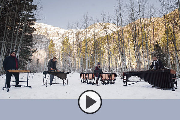 BYU’s Tangents Percussion Quartet perform Montañesa in a snowy alpine meadow.