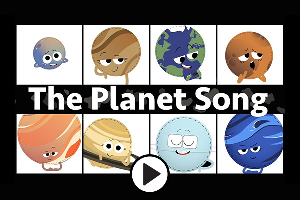 Eight animated planets with faces and personality. The Planet Song.