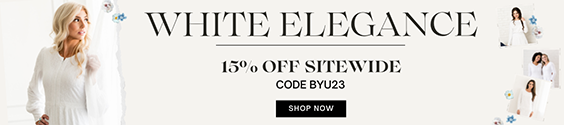 White Elegance | 15 percent off sitewide with the code BYU23 | Shop now.
