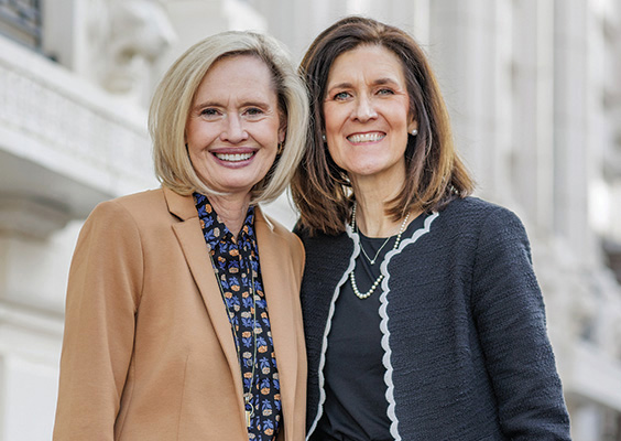 President Bonnie Cordon (left), Young Women general president of The Church of Jesus Christ of Latter-day Saints and her first counselor Sister Michelle Craig. Photo by Bradley Slade.