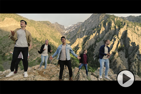 BYU Vocal Point sings from a mountain top.